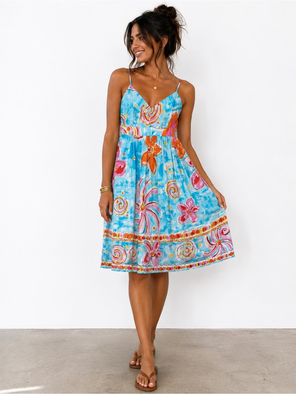Pamela Ferrari Sundress with Adjustable Spaghetti Straps Small